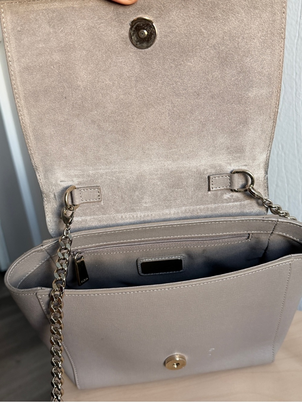 Furla Neutral Taupe Saffiano Leather Crossbody - Picture 5 of 11